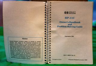 Hewlett - Packard HP - 11C Calculator Owner ' s Handbook and Problem - Solving Guide 3