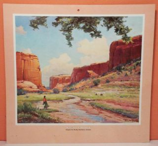 Vtg Santa Fe Railroad 1959 Calendar Top Navajo Country Canyon De Chelly Heinze