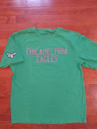 Philadelphia Eagles Vintage Stitched Short Sleeve Shirt; Green Reebok Size Large
