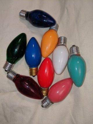 Box Of Vintage C 9 1/4 120 Volt Christmas Decoration Lights Replacement bulbs 3
