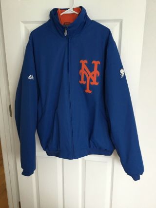 Men’s York Mets Majestic Therma Base Dugout Jacket Fleece Lined Men’s Large