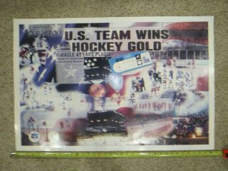 1980 Usa Olympic Hockey Team Miracle On Ice Poster 24 X 36 Gold Medal