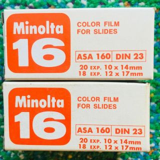 2 Pack: Minolta 16 Asa 160 Din 23 Color Film Cartridge For Slides Nos