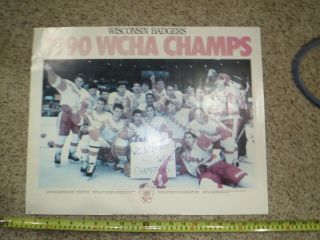 1990 University Of Wisconsin Badgers Hockey Wcha Champs 16x20