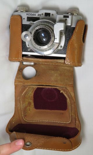 Vintage Kodak 35 Anastar Film Camera F:3.  5 50mm Lens And Leather Case No Straps