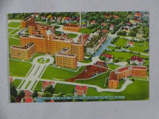 Vintage Linen Postcard Aerial View Us Marine Hospital Stapleton Staten Island Ny