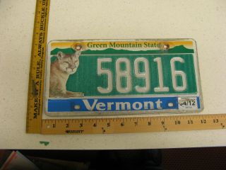 2012 12 Vermont Vt License Plate Catamount Lion Graphic 58916 Cheap
