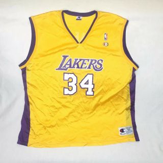 Champion Nba Jersey La Lakers Vintage Shaquille Oneal Shaq 34 Mens Size 52 Xxl