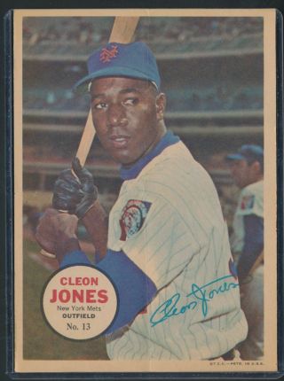 1967 Topps Baseball Pin - Up Poster Insert Cleon Jones 13 York Mets A32