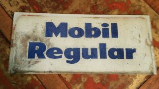 Vintage Mobile Regular Pump Ad Glass Panel Plate Sign 10 3/4 " X 4 3/4 "