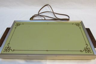 Vintage Electric Warming Heating Tray Serving Buffet Devon Green 18.  5 " L X 9 " W