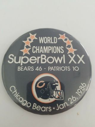 Vintage Bowl Xx 1986 Chicago Bears Vs Patriots Pin Back Button Vintage
