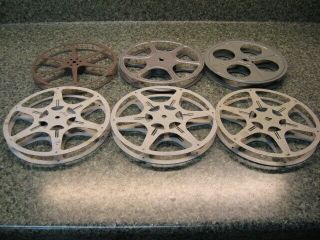 16mm Metal Movie Film Reels / 400 Foot With Cases Set Of 6