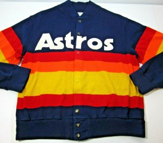 Sand Knit Houston Astros Rainbow Sweater 70s Cardigan Jacket Button Front - Flaws 2