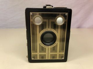 Old Vtg Brownie Junior Six - 20 Art Deco Design Box Camera Usa