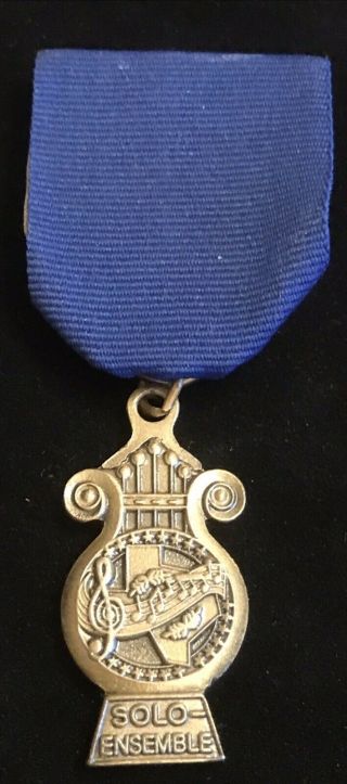 Vintage School Merit Award Ribbon And Medal For Music Solo Ensemble