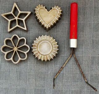 Vintage Nordic Ware Double Rosette & Timbake Iron 4 Molds 2 Molds Per Dip