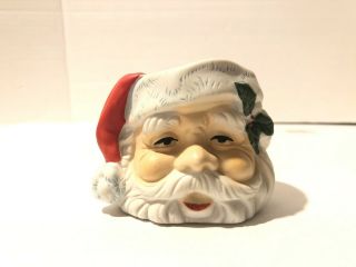 Vintage Ceramic Santa Mini Christmas Candle Holder Votive Face Head