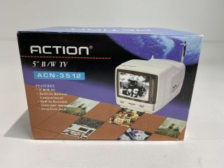 Vintage Action 5 " Portable B&w Tv Acn - 3512 (26457 - 6)