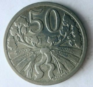 1922 Czechoslovakia 50 Haleru - Great Vintage Coin - - Czech Bin 2