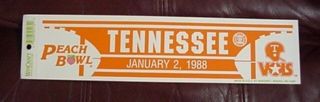 1988 Tennessee Volunteers Vols Peach Bowl Bumper Sticker Unsold Game Day Stock