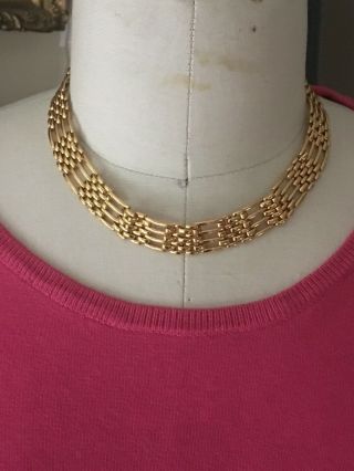 Vintage Signed Napier Gold Tone Weave Link Necklace