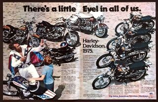 1975 Evel Knievel Harley - Davidson Xr - 750 & Complete Line 3 - Page Vintage Print Ad