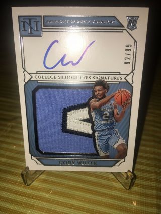 2019 National Treasures Coby White Rc Auto Rpa Rookie Patch / 99 North Carolina