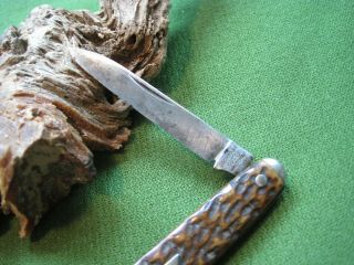 VTG Schrade Cut Co Walden NY Jigged Bone Knife Peanut Equal End 1917 - 1946 3
