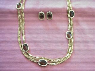 Vintage Sarah Coventry Demi Necklace & Earring Set " Golden Embers " 1967