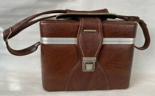 Vintage Hard Leather Brown Case For Cameras And Accessories.