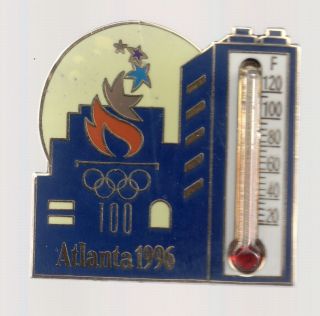 1996 Atlanta Olympic Pin Thermometer City Sun Large Limited Edition 5000