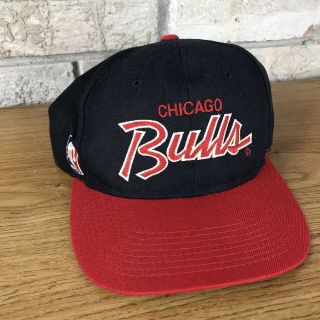 Vintage Chicago Bulls Sports Specialties Script Snapback Hat Cap Nba Wool Blend