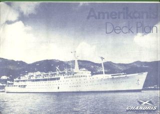 1979 Chandris Line Cruise Ship Ocean Liner Cabin Deck Plan Amerikanis