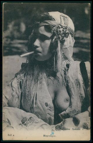 Cd29 North Africa Ethnic Arab Nude Woman Vintage 1910 - 1920s Postcard