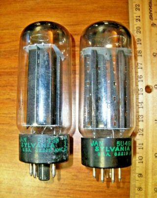 2 Strong Matched Sylvania Black Plate Top O Getter Jan 5u4gb Tubes