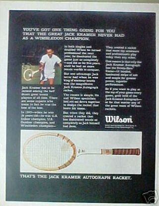 1968 Jack Kramer Wilson " Autograph " Tennis Champion Racket Promo Trade Sports Ad