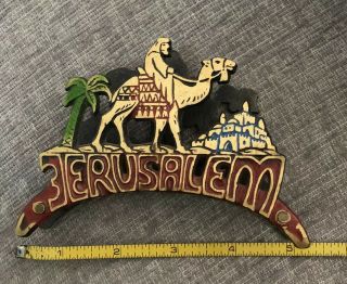Brass Jerusalem Camel Napkin Letter Holder Judaica Israel Vintage