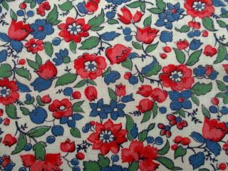 Vintage Full Feedsack Fabric 1930s Red & Blue Floral Print