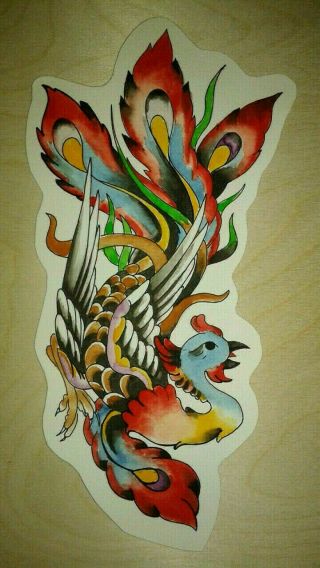 Vintage Tattoo Tux Mckenzie Flash 80s Japanese Phoenix Art Watercolor Ink Japan