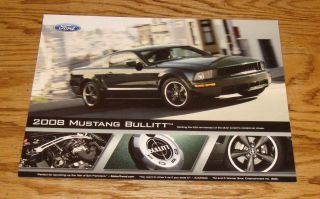 2008 Ford Mustang Bullitt Sales Sheet Brochure 08