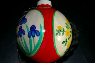 Vintage 1981 Enamel Hand Painted Glass Christmas Ornament Flower Bouquets Dated