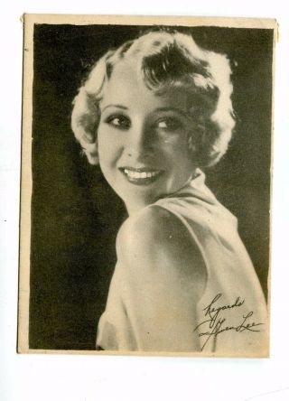 Vintage Early Movie Star Fan Photo Gwen Lee Printed Signature Actress