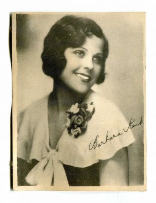 Vintage Early Movie Star Fan Photo Barbara Kent Printed Signature Actress