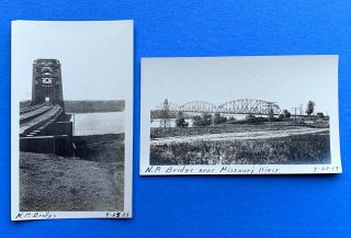 Dated Sept 1917 Two Photos Old Northern Pacific Railroad Bridge Bismarck Nd