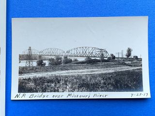 DATED Sept 1917 TWO PHOTOS Old Northern Pacific RAILROAD Bridge BISMARCK ND 3