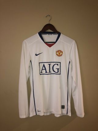 2008 - 2009 Nike Manchester United Long Sleeve Jersey Size Small Aig Soccer