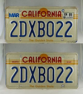 1991 California Passenger License Plate Pair -