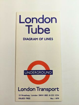 Original1979 No.  1 London Transport Underground Map Diagram Of Lines Tube Map