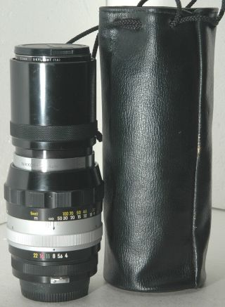 Nikon Nikkor Q 20cm 200mm F/4 Nonai M/f Lens W/ Caps,  Generic Soft Lens Case.